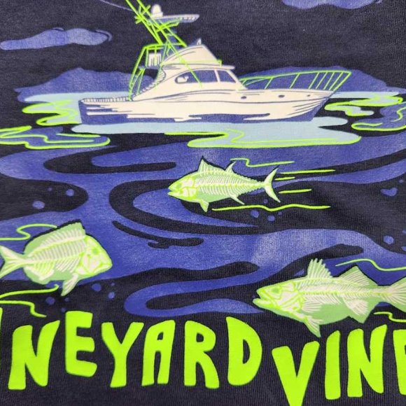 New boys 6 Vineyard Vines night fishing glow in the dark long sleeve pocket tee - Picture 2 of 5